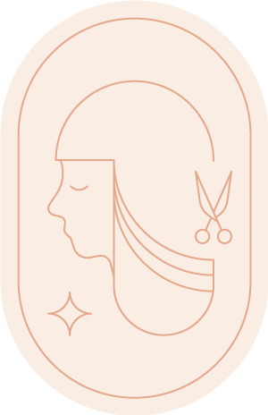 icon_01_cut Icon with a profile of a woman's face, on the right side a scissors symbol symbolizing hair cut